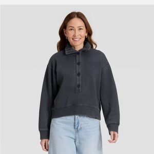 Universal Thread Button-Front Pullover Sweatshirt